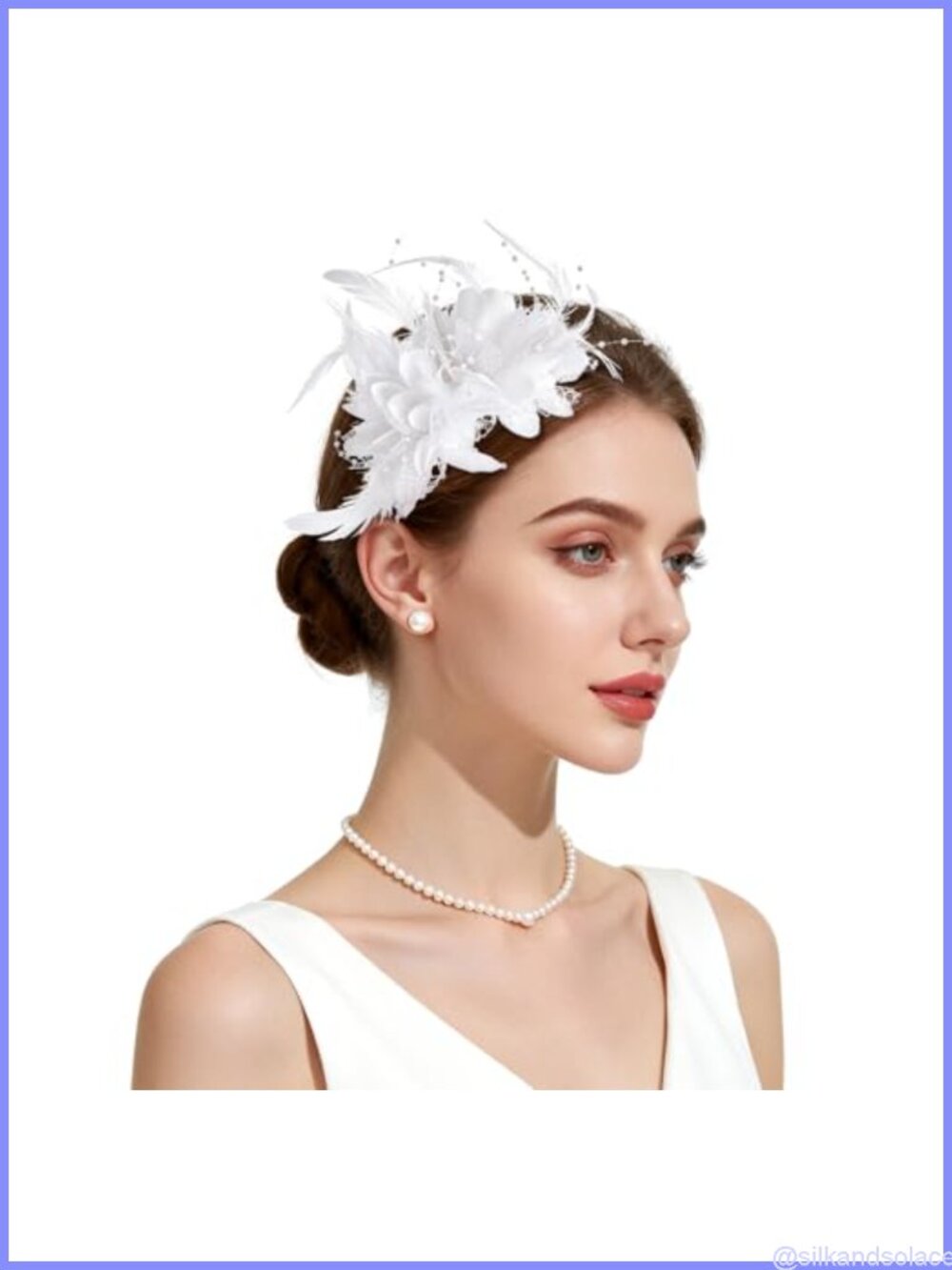 Fascinator Hat Feather Faux Pearl Headband Wedding Tea Party